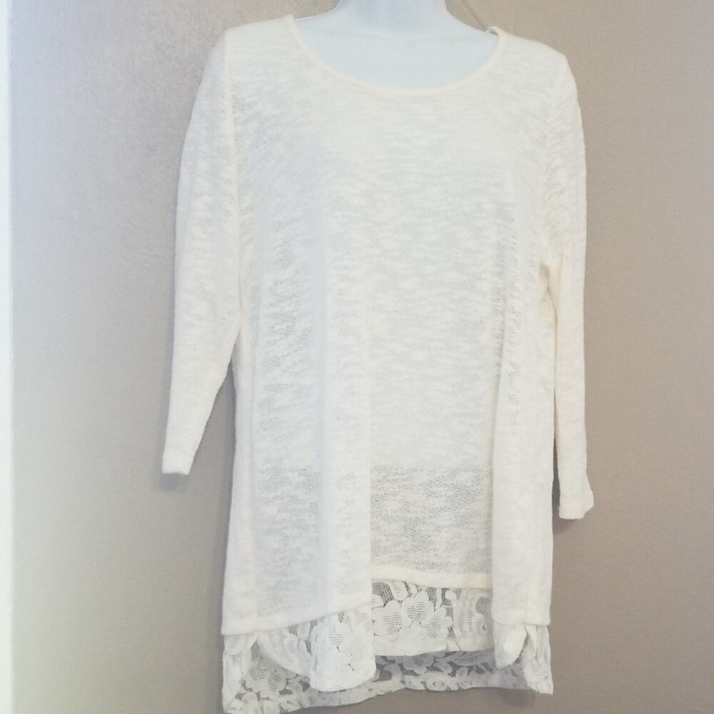 NWT Women's Off White XL Sweater 3/4 Sleeve